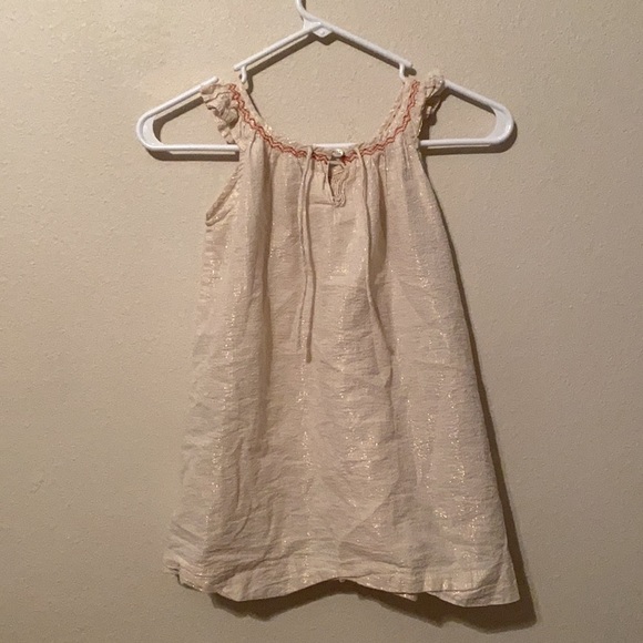 5Y gold fluttery girls top with embroidered neck - Picture 3 of 3